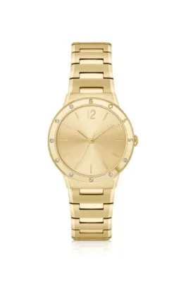 Reloj de acero dorado con pulsera de eslabones