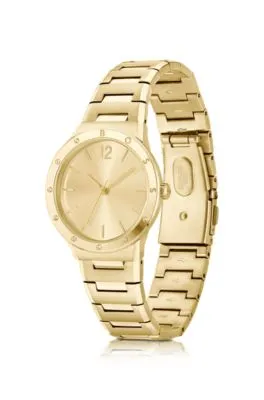 Reloj de acero dorado con pulsera de eslabones