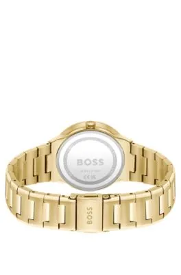 Reloj de acero dorado con pulsera de eslabones