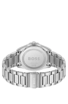 Reloj de acero inoxidable cepillado y pulido con esfera ranurada