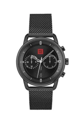 Reloj de efecto negro con pulsera de malla