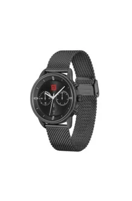 Reloj de efecto negro con pulsera de malla