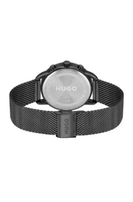 Reloj de efecto negro con pulsera de malla