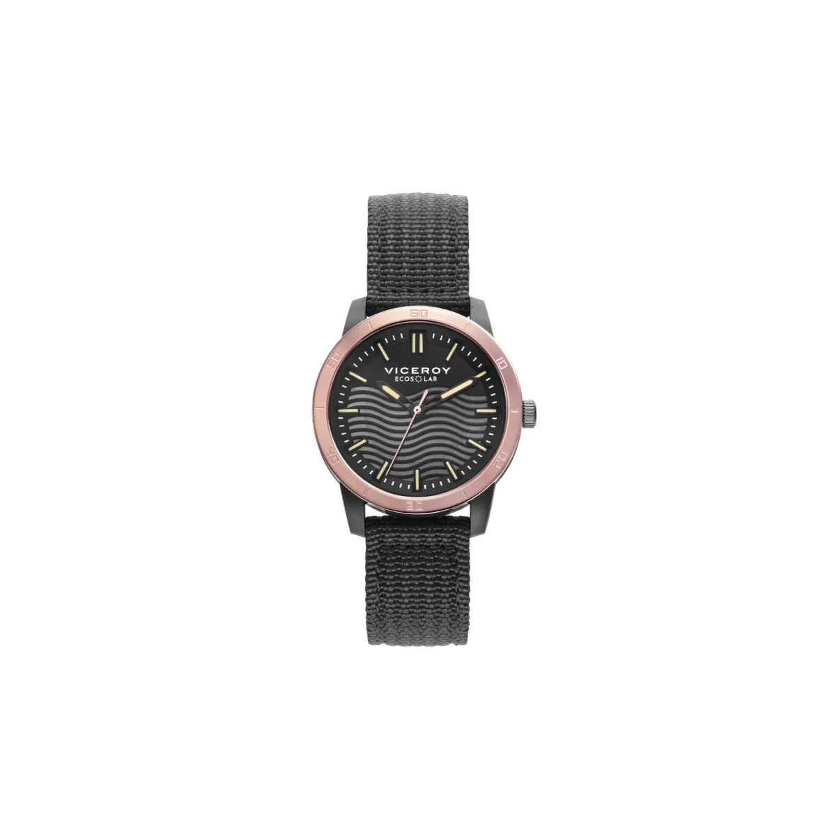RELOJ DE MUJER ECOSOLAR CON CAJA DE PLáSTICO RECICLADO Y CORREA NEGRA DE NYLON  VICEROY