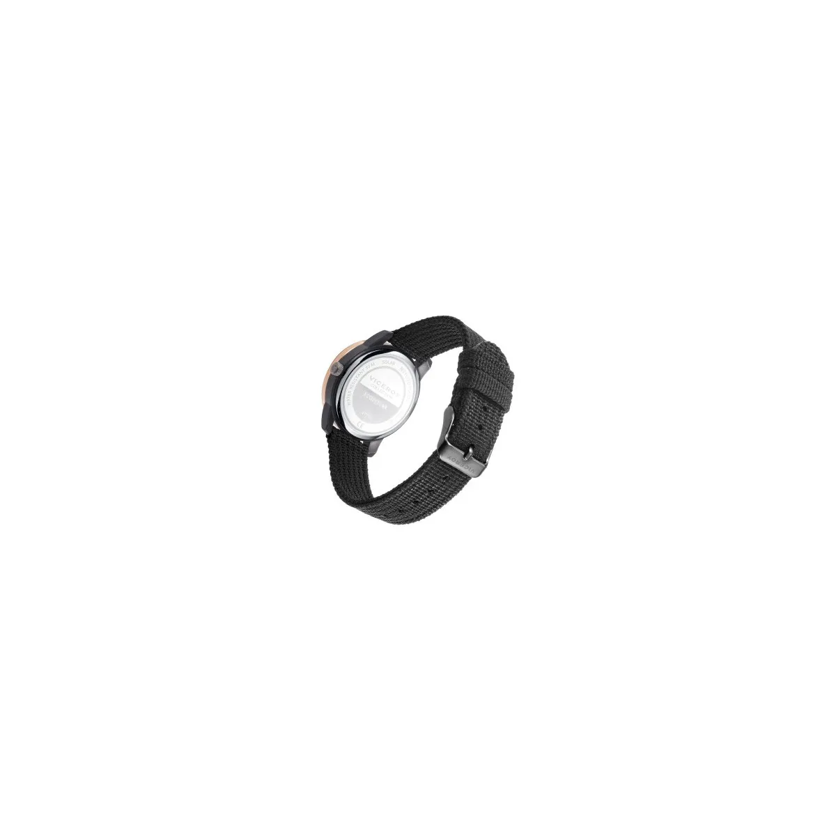 RELOJ DE MUJER ECOSOLAR CON CAJA DE PLáSTICO RECICLADO Y CORREA NEGRA DE NYLON  VICEROY