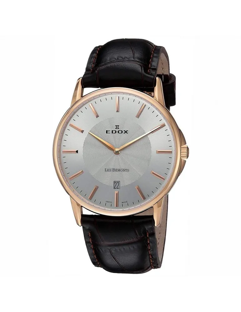 Reloj Edox Swiss Made Les Bémonts Hombre Slim Rose 5600137RAIR