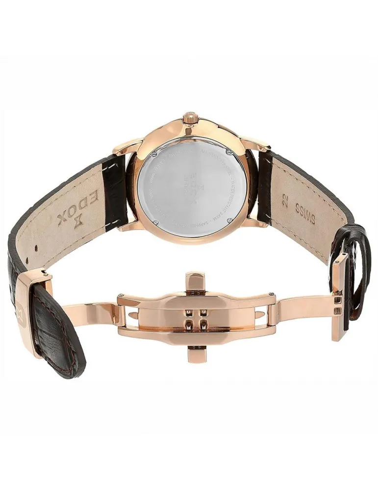 Reloj Edox Swiss Made Les Bémonts Hombre Slim Rose 5600137RAIR