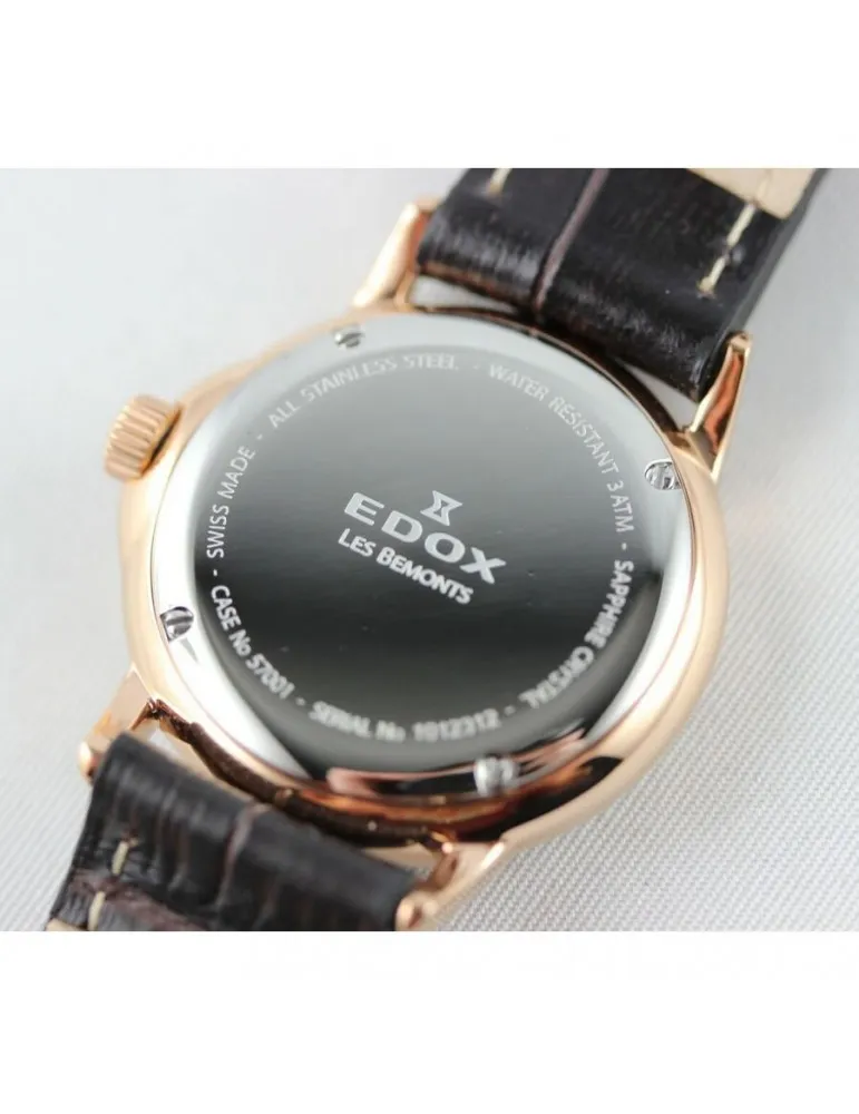 Reloj Edox Swiss Made Les Bémonts Mujer Slim Rose 5700137RAIR