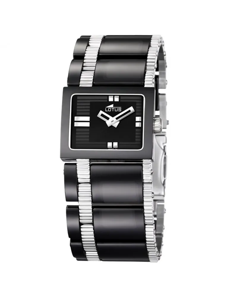 Reloj Lotus Mujer Rectangular cerámica negra