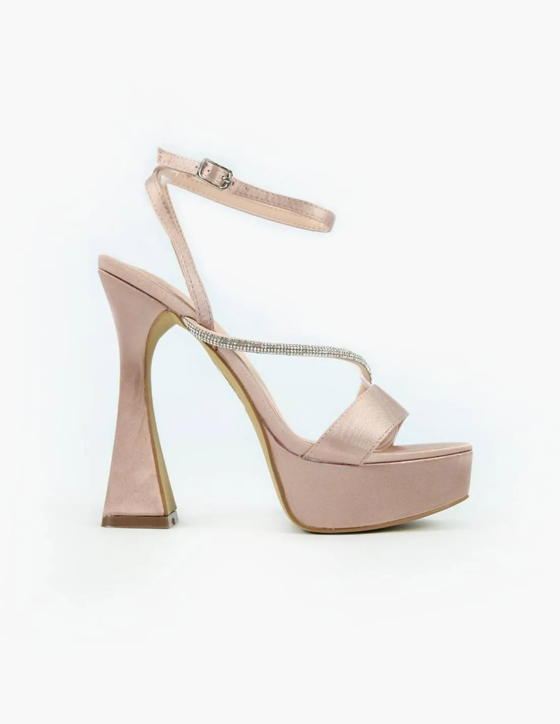 Sandalia champagne con brillantes