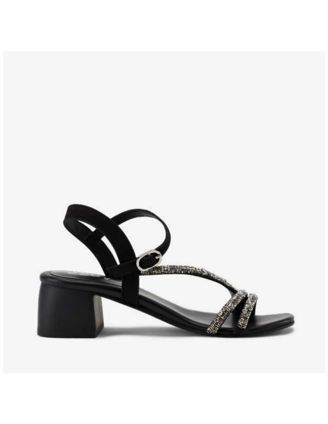 SANDALIA CON TACÓN Y BRILLO NEGRO 220V NASTIA