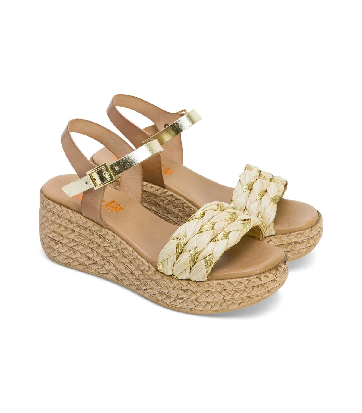 SANDALIA CUÑA TAUPE PLATINO GAIA