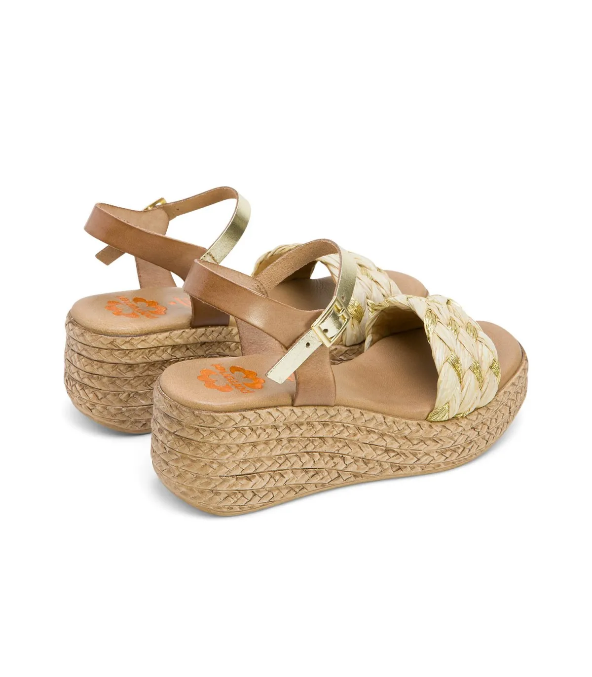 SANDALIA CUÑA TAUPE PLATINO GAIA