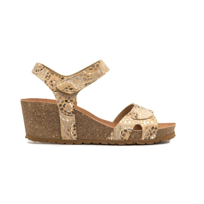 Sandalia cuña bio velcro estampado