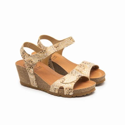Sandalia cuña bio velcro estampado
