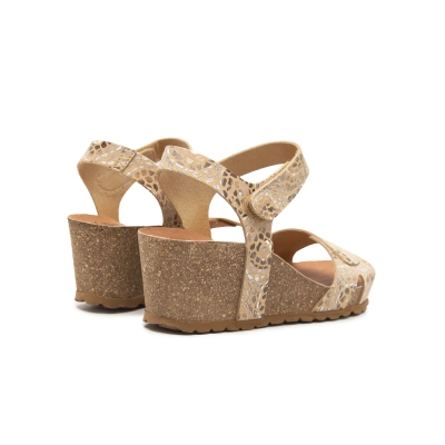 Sandalia cuña bio velcro estampado