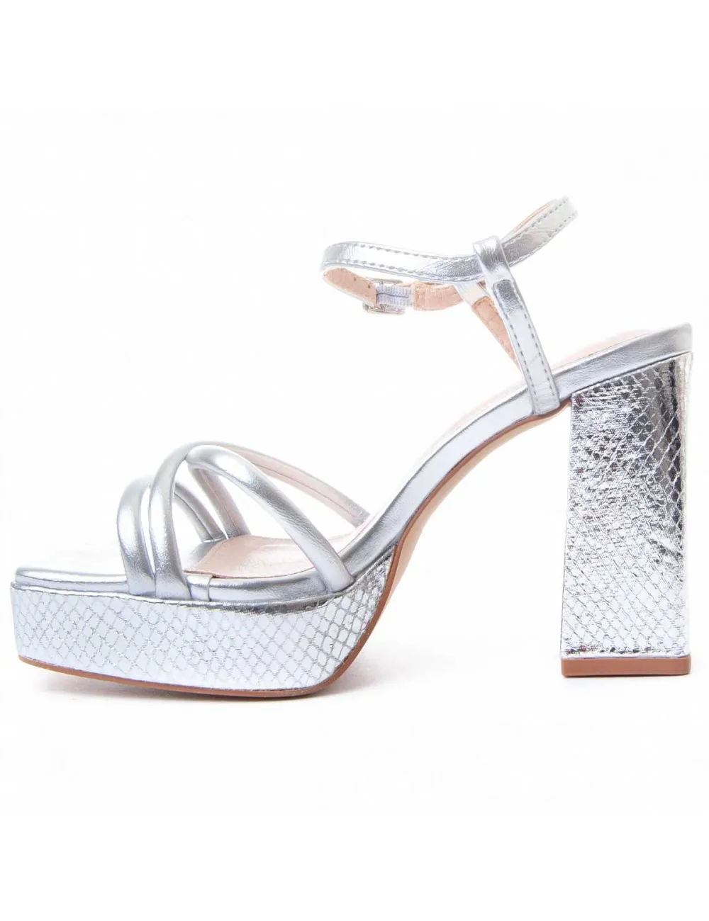 Sandalia De Tacón Para Mujer.  Montevita  Festsand10  88532 Plateado
