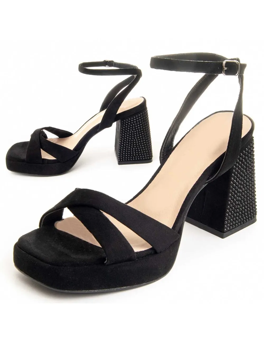 Sandalia De Tacón Para Mujer.  Montevita  Festsand3  88516 Negro