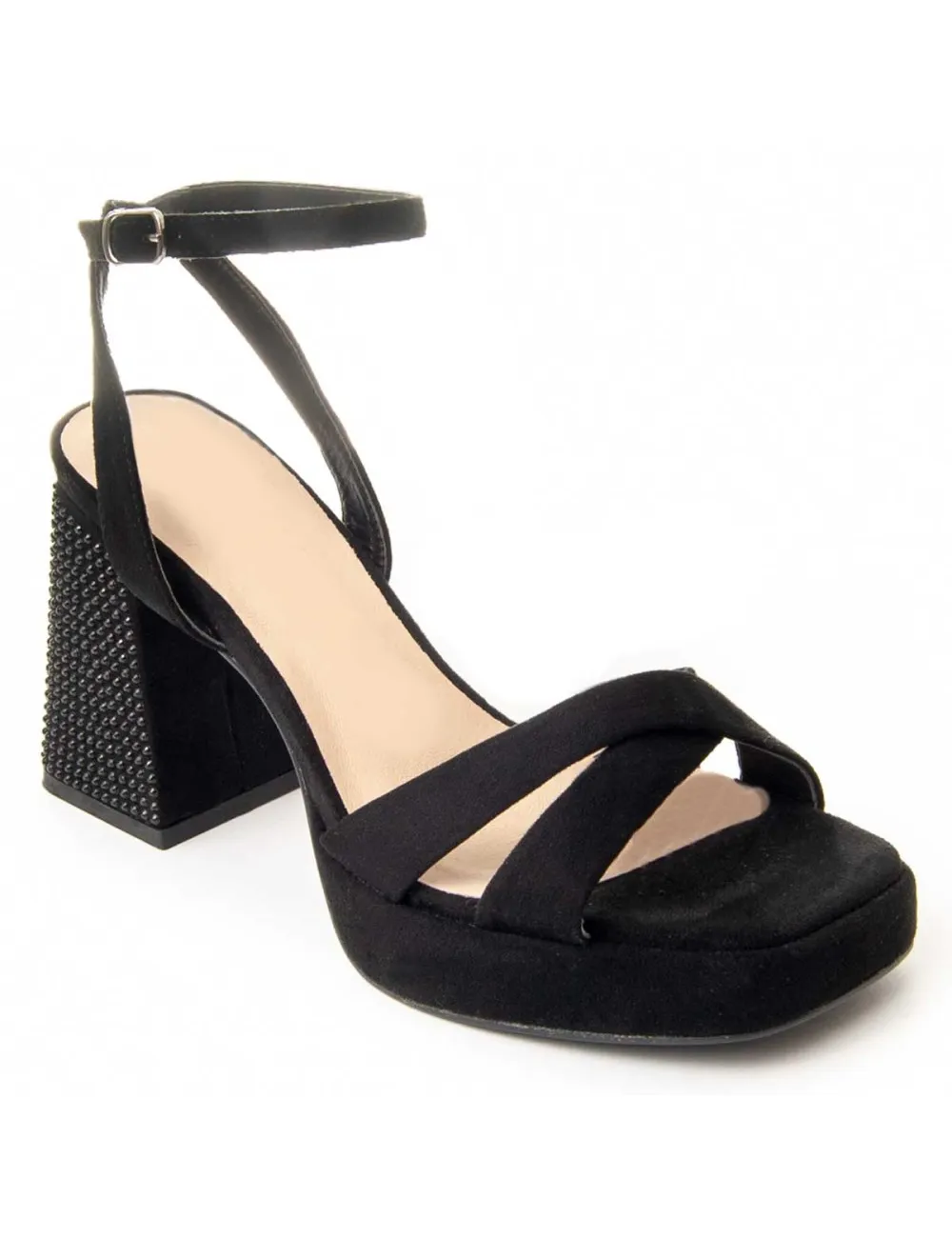 Sandalia De Tacón Para Mujer.  Montevita  Festsand3  88516 Negro