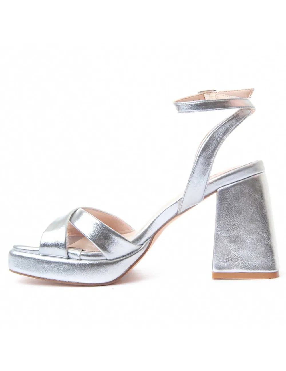 Sandalia De Tacón Para Mujer.  Montevita  Festsand4  88520 Plateado