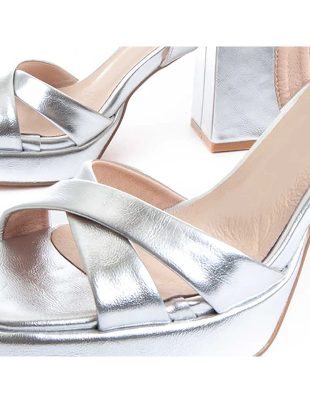Sandalia De Tacón Para Mujer.  Montevita  Festsand4  88520 Plateado