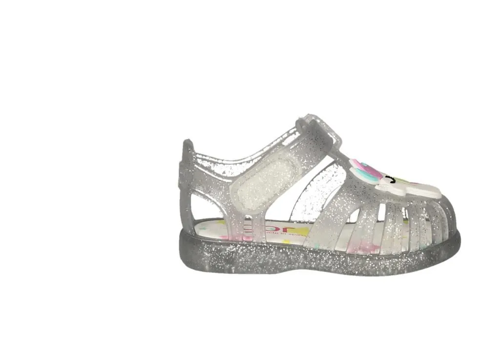 Sandalia Playa Transparente Gllitter Pala Unicornio