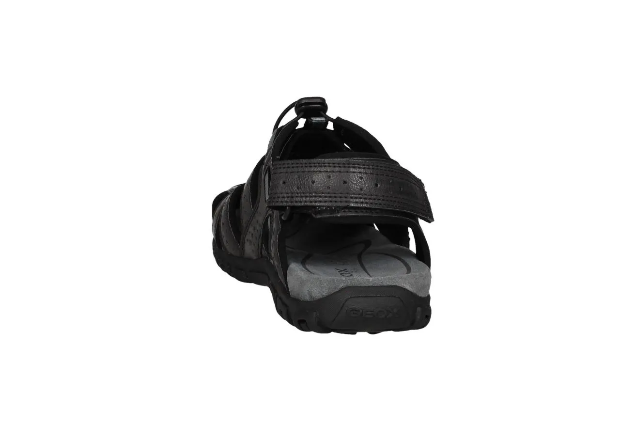 Sandalia Semicubierta Negro Cordones Talon Velcro