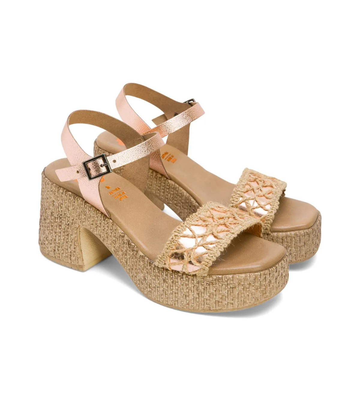 SANDALIA TACON PIEL Y TEXTIL ROSE JERI