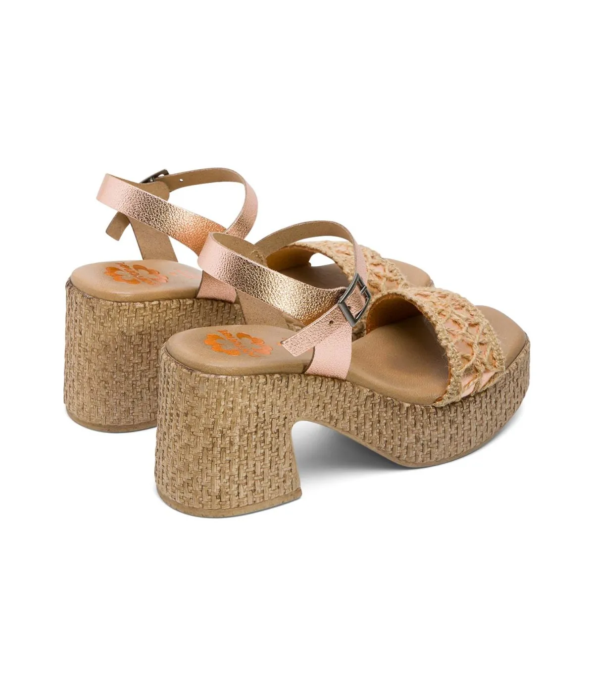 SANDALIA TACON PIEL Y TEXTIL ROSE JERI