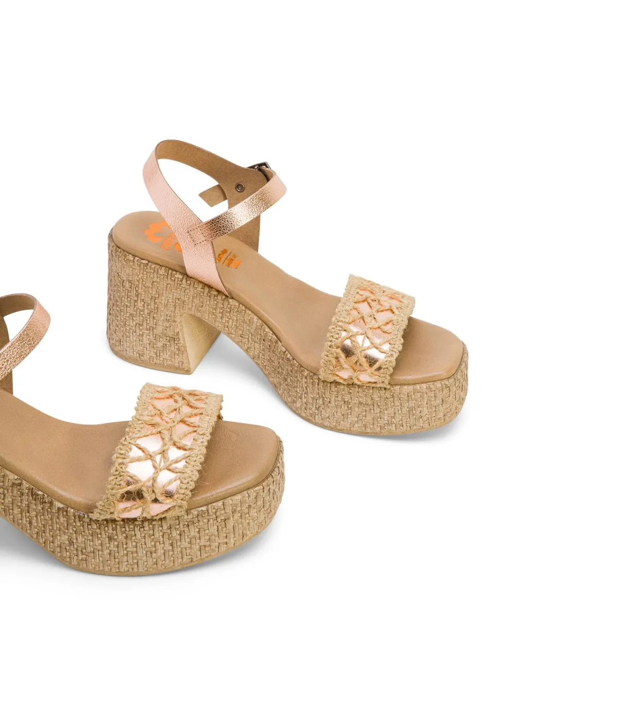 SANDALIA TACON PIEL Y TEXTIL ROSE JERI