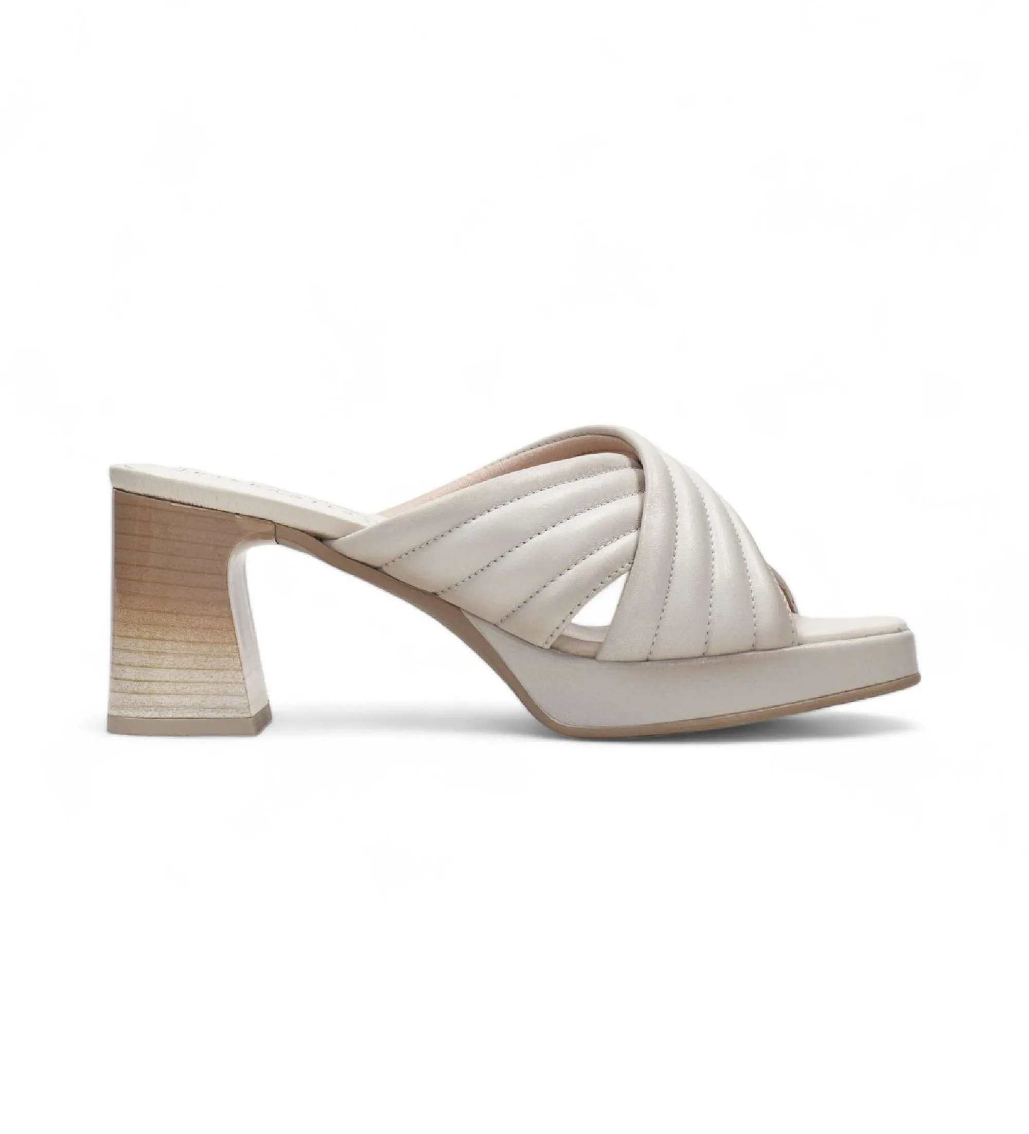 SANDALIAS DE PIEL SOHO BLANCO ALTURA TACóN 7CM