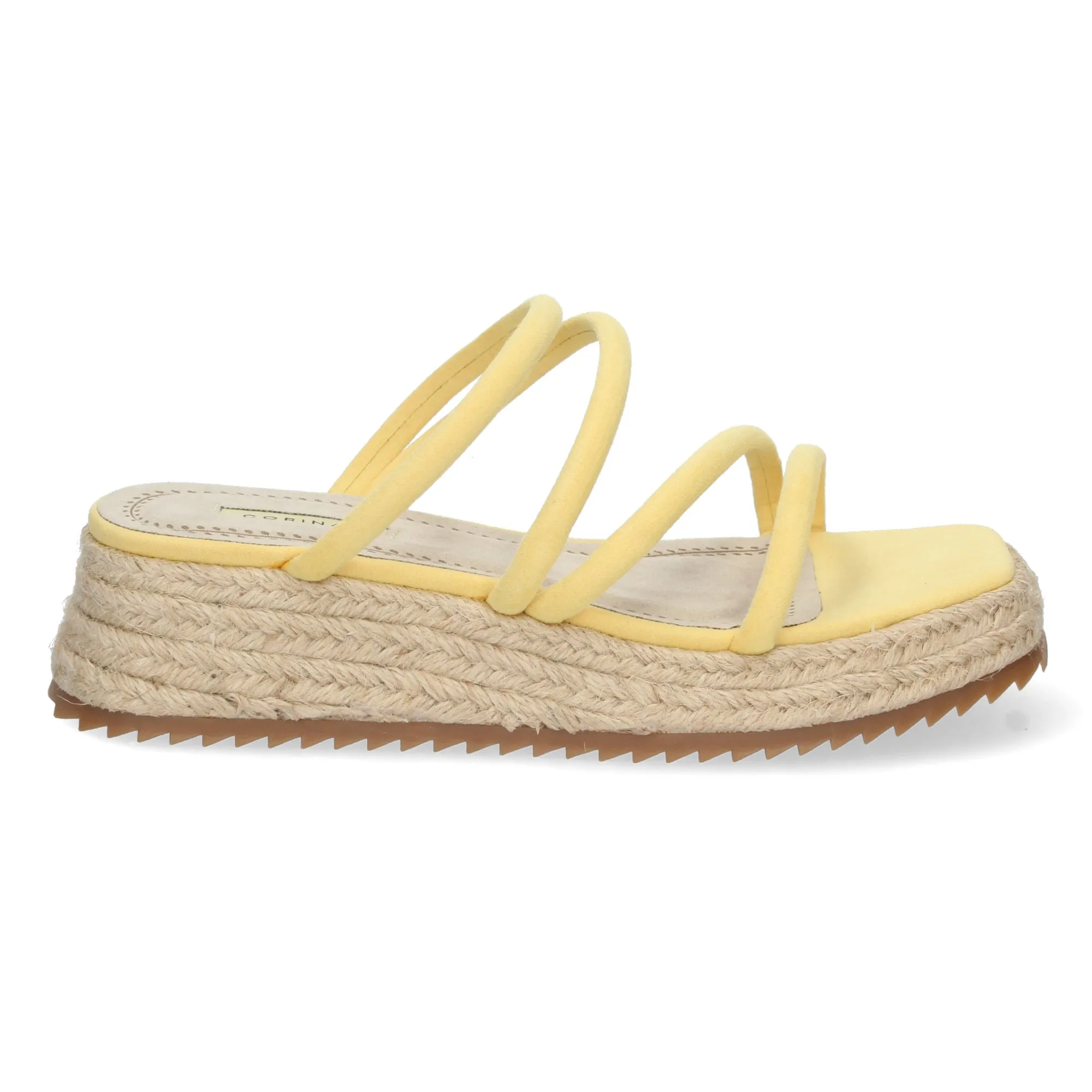 Sandalias planas con yute pala de tiras mujer color amarillo M2397