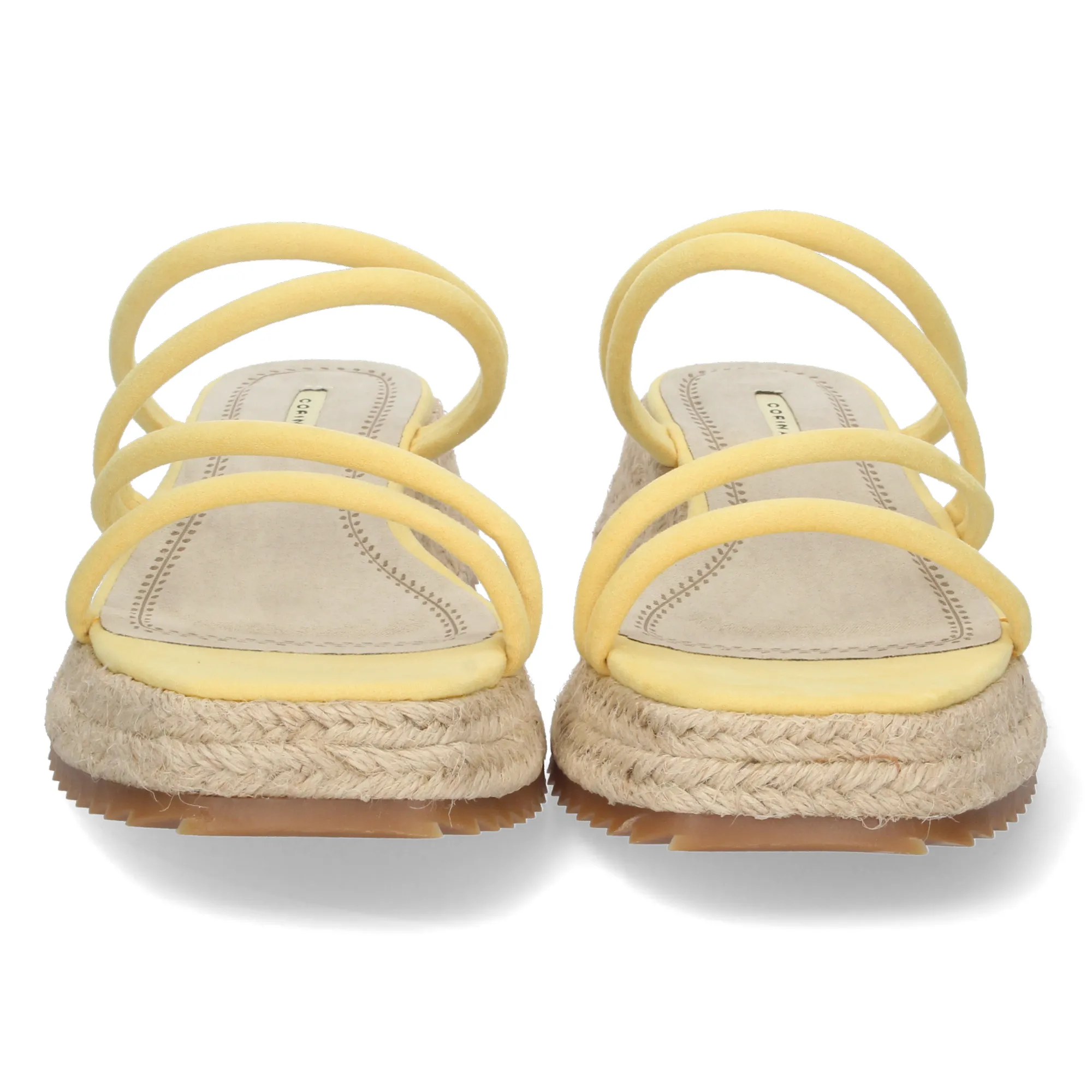 Sandalias planas con yute pala de tiras mujer color amarillo M2397