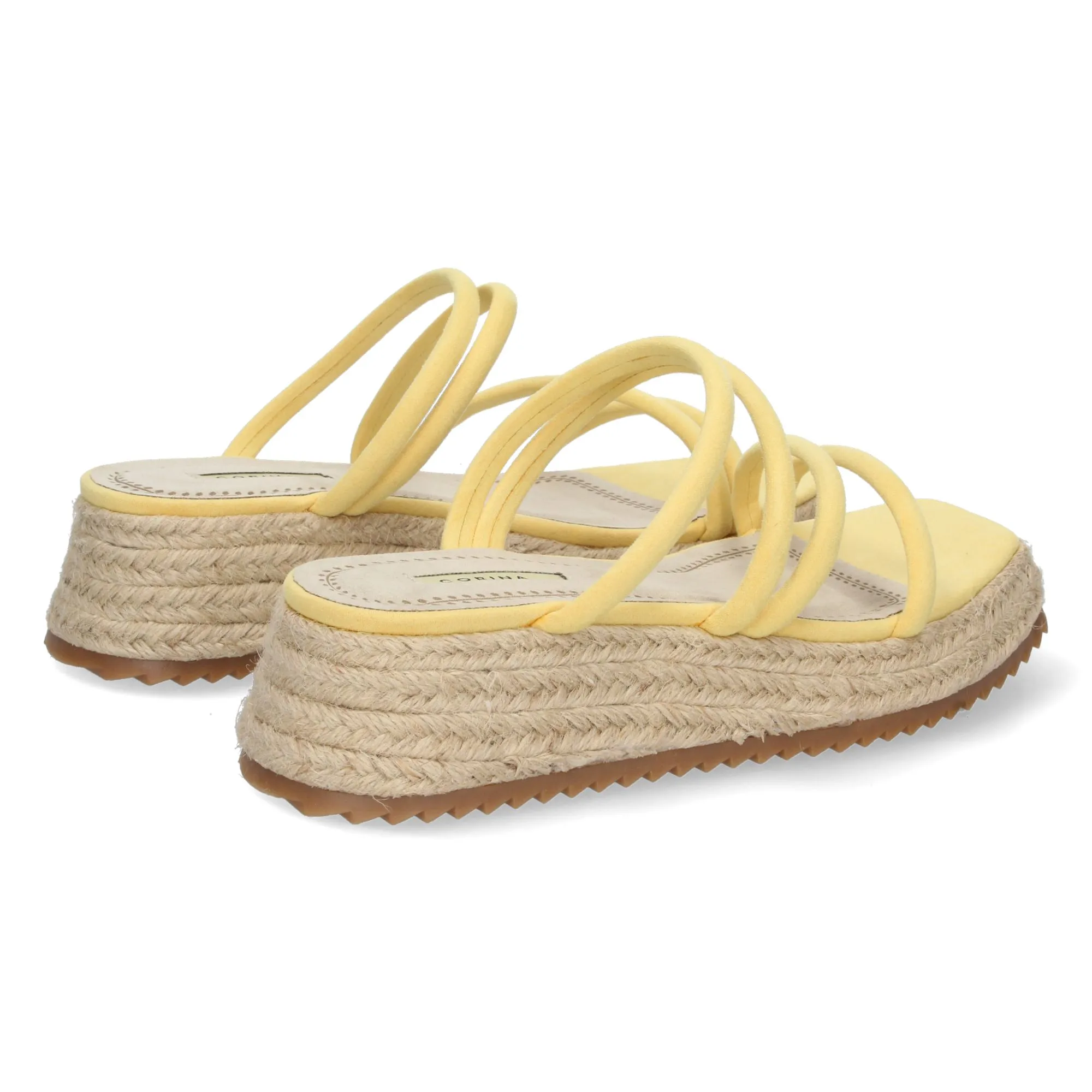 Sandalias planas con yute pala de tiras mujer color amarillo M2397