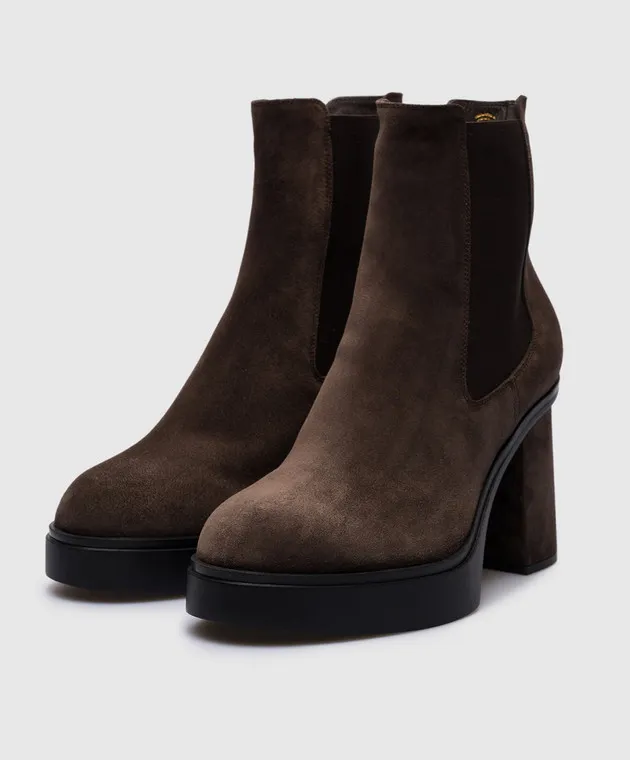 Santoni Brown suede ankle boots