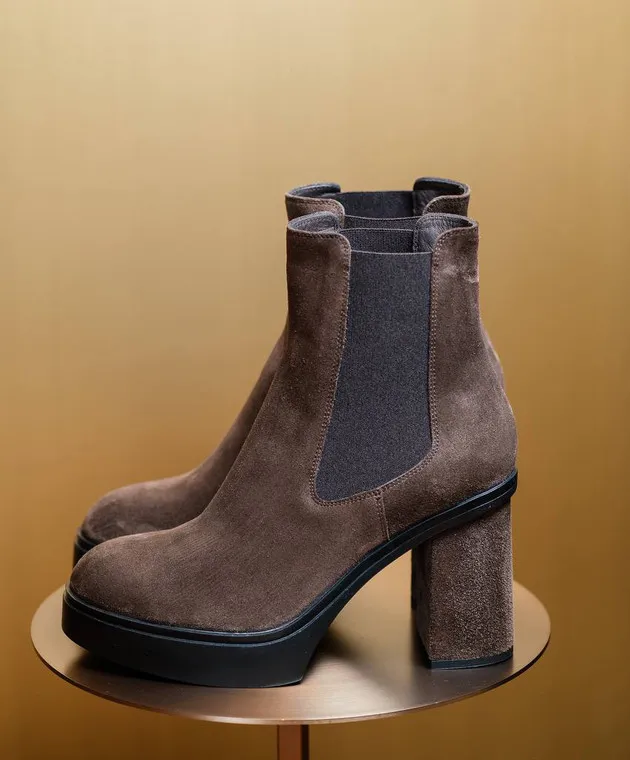 Santoni Brown suede ankle boots