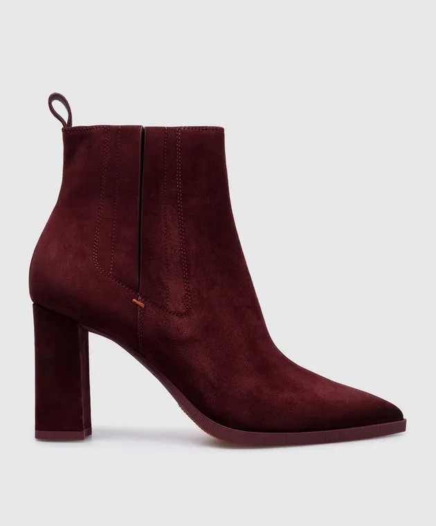 Santoni Estellebt burgundy suede ankle boots