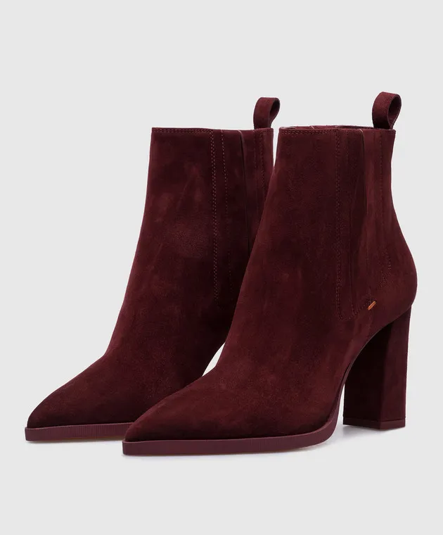 Santoni Estellebt burgundy suede ankle boots