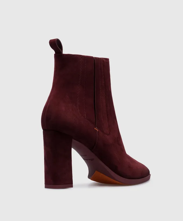 Santoni Estellebt burgundy suede ankle boots