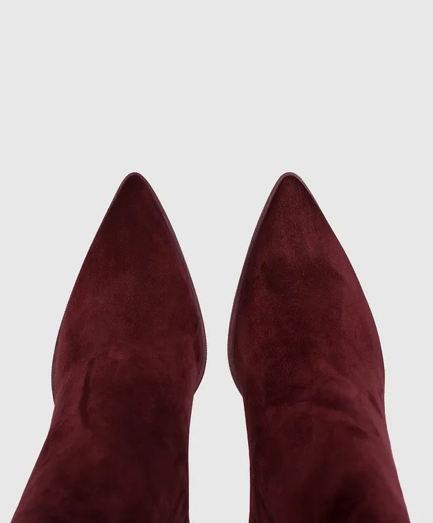 Santoni Estellebt burgundy suede ankle boots