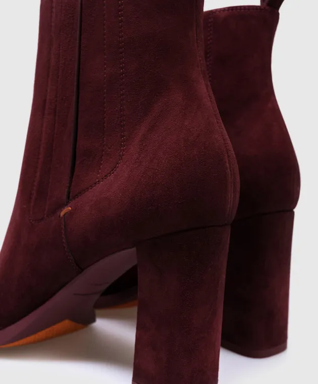 Santoni Estellebt burgundy suede ankle boots