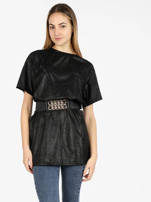 Solada Camiseta maxi de mujer con purpurina.