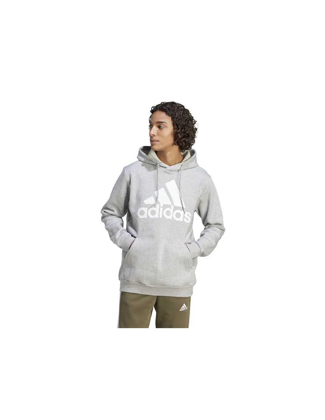 Sudadera adidas Essentials Fleece Big Logo Hoodie Hombre Gris