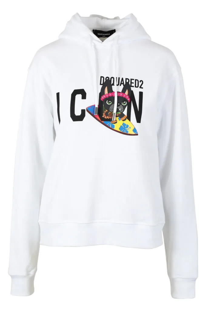 Sudadera blanca con capucha y logo 