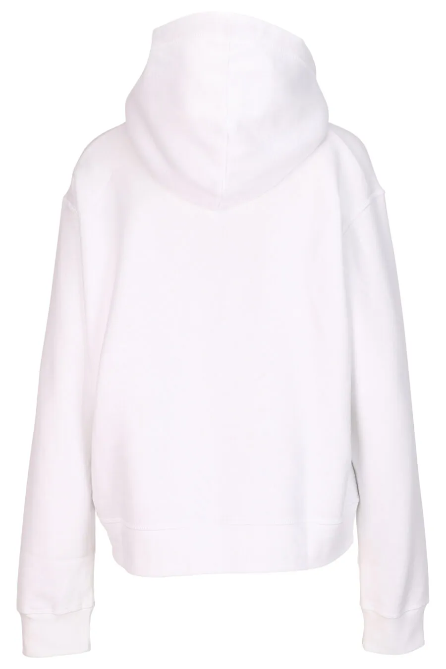 Sudadera blanca con capucha y maxilogo perro
