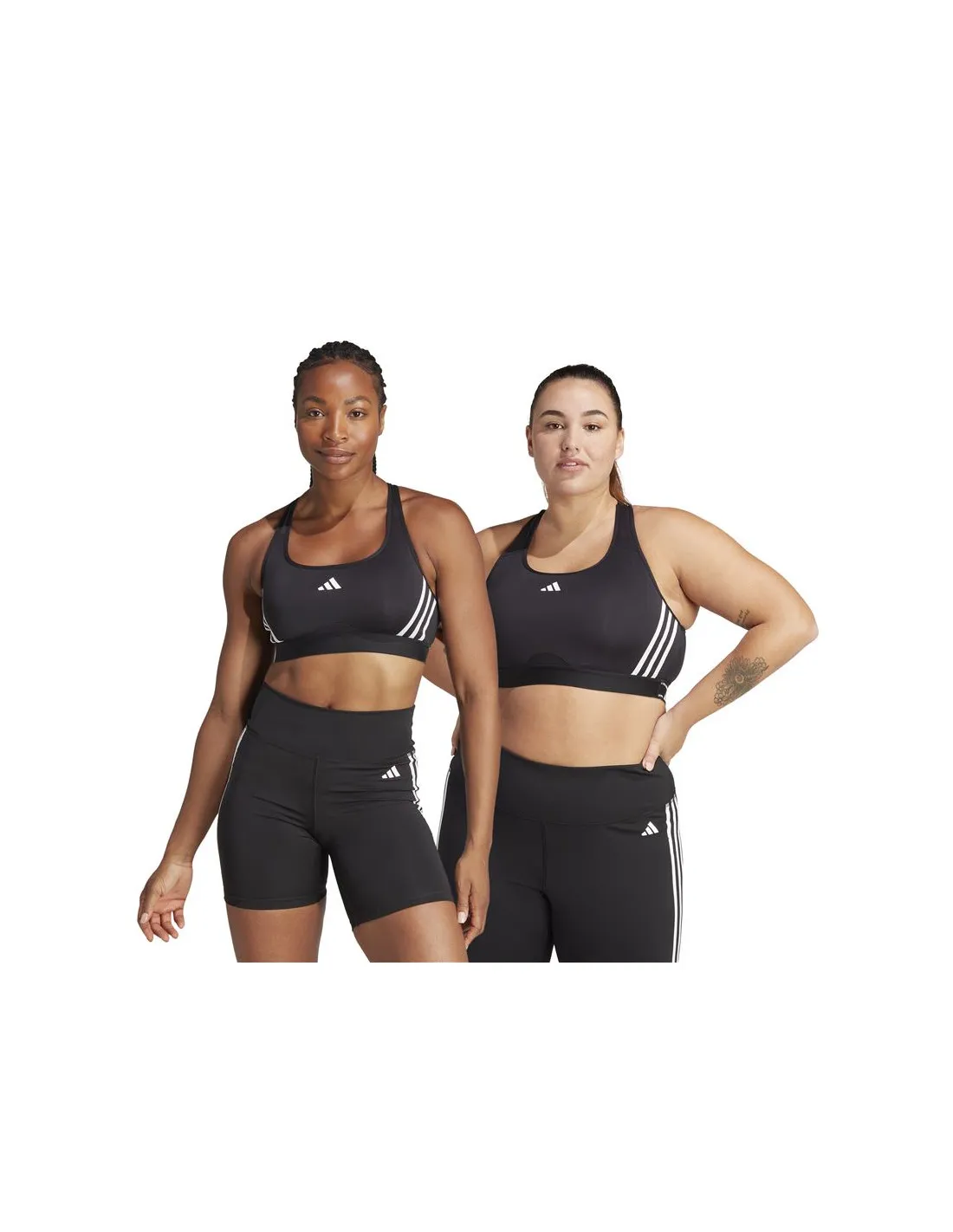 Sujetador Deportivo adidas Essentials Powereact Mid support 3Bandas Mujer Negro