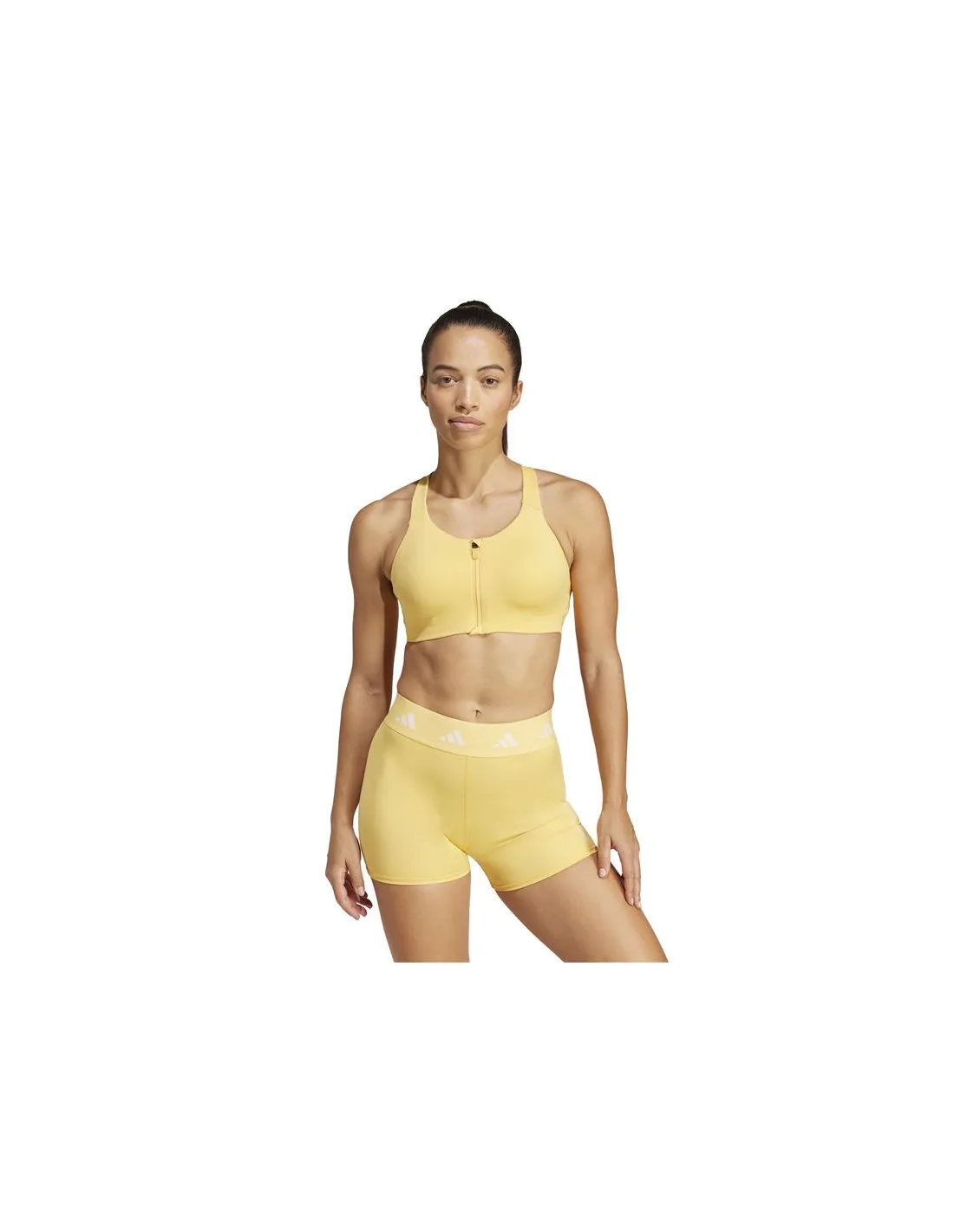 Sujetador deportivo adidas Essentials Tlrd Luxe Impact Zip Mujer Amarillo