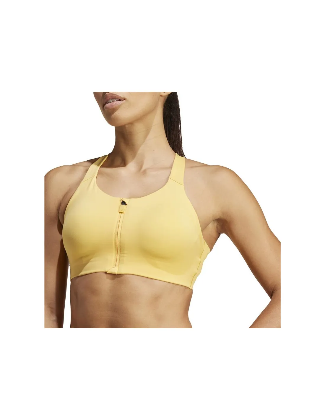 Sujetador deportivo adidas Essentials Tlrd Luxe Impact Zip Mujer Amarillo