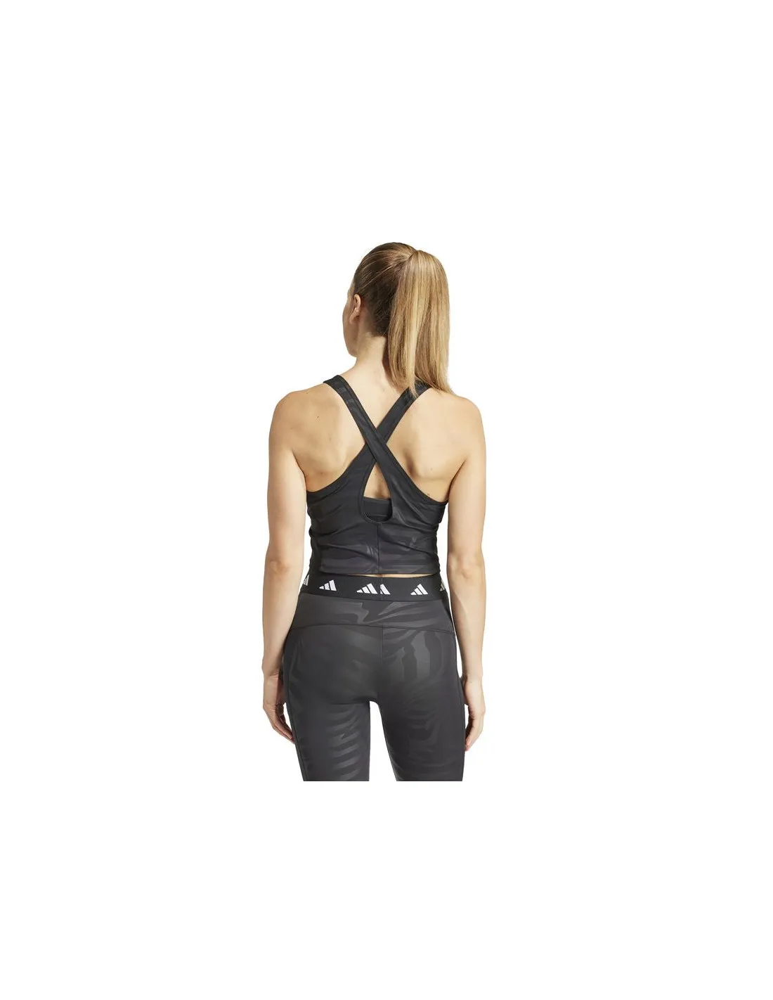 Top de Fitness adidas Essentials Techfot Printed Mujer Negro