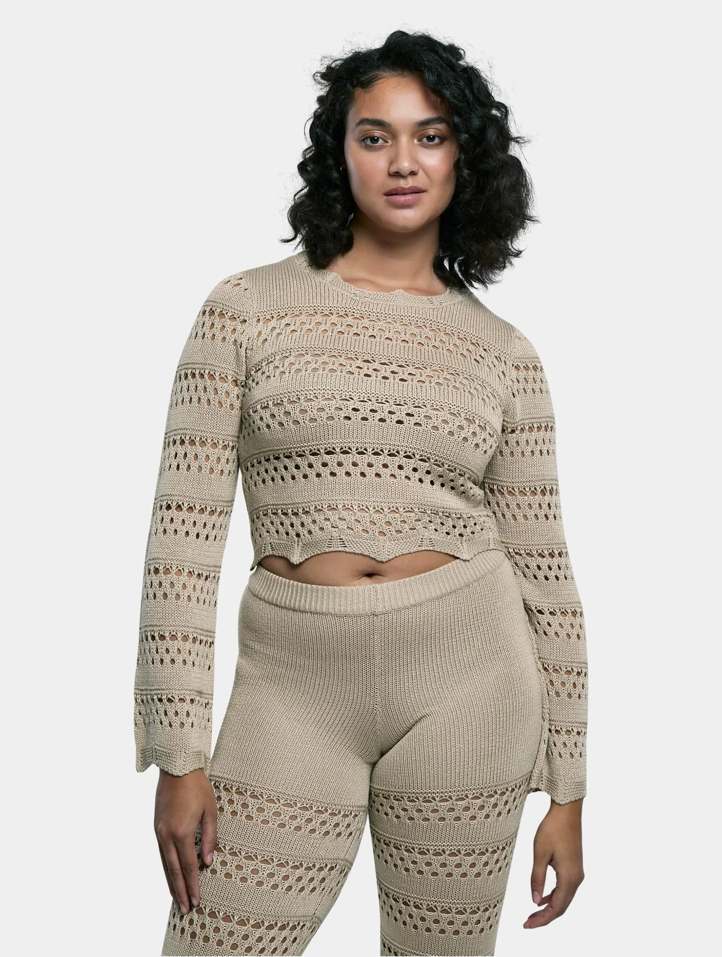 Urban Classics Ladies Cropped Crochet Knit